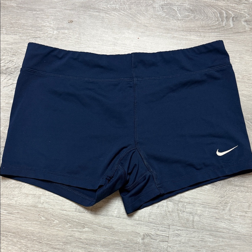 Nike Navy Blue Women's Bike Shorts with White Swoosh